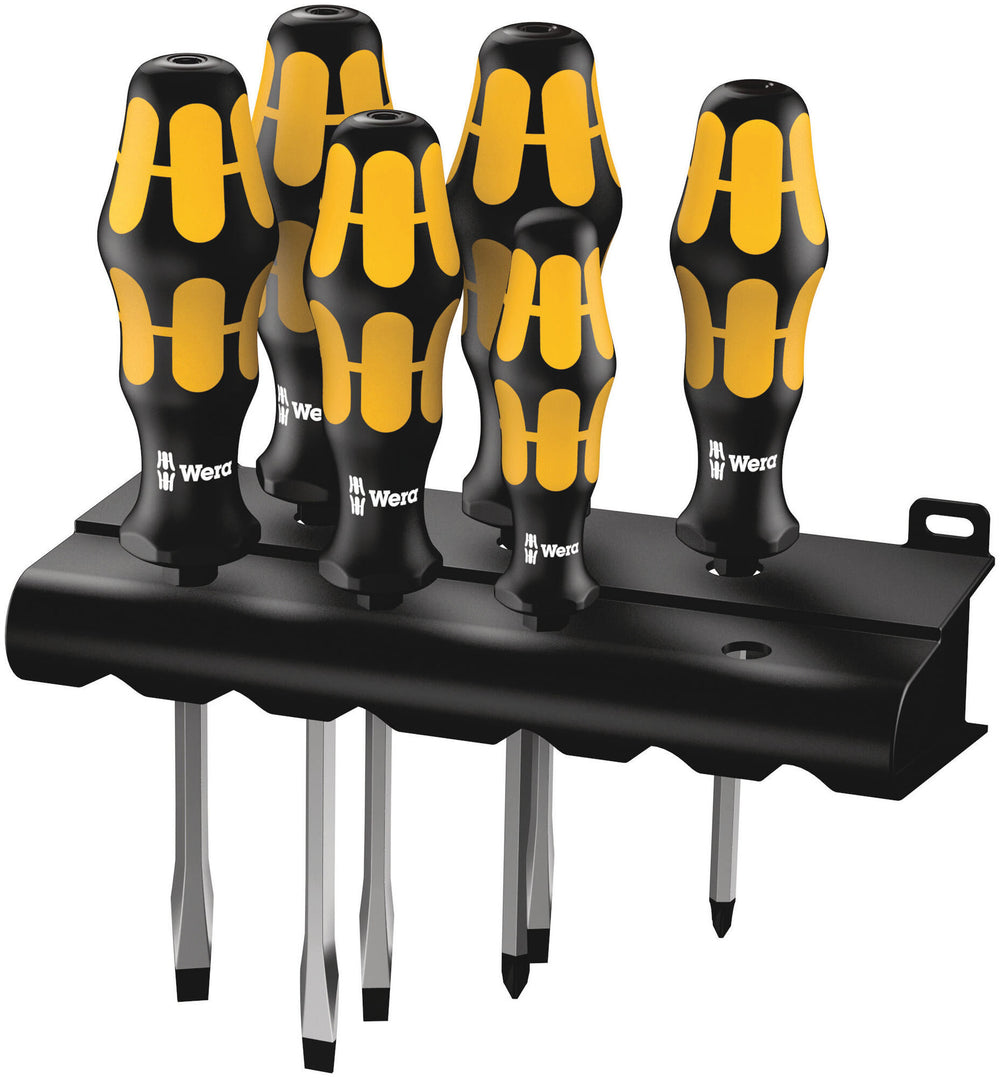 Wera 932 s 6 schroevendraaierset kraftform + houder (zwart geel, 6‑delig)