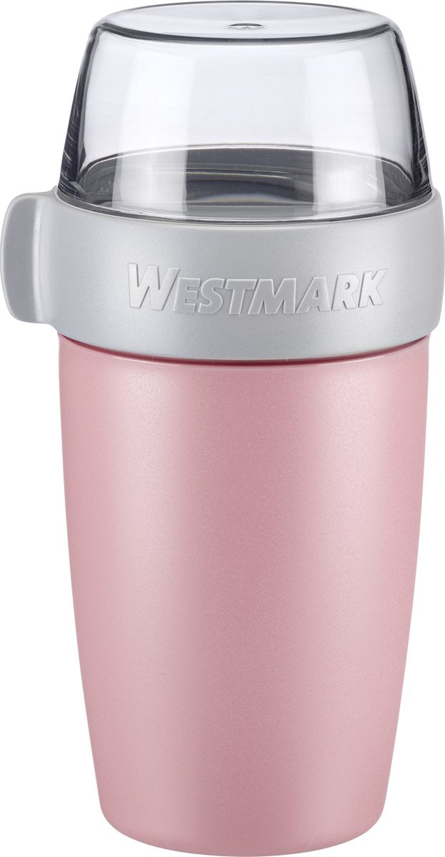 Westmark mueslibeker lunchpot, met 2 lekvrije compartimenten: 200 ml + 500 ml, kunststof, natuurlijk bpa-vrij, roze grijs helder, 52852260