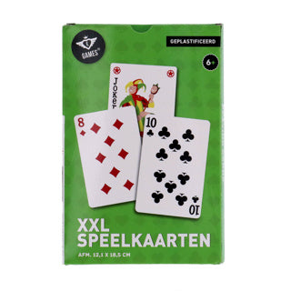 Longfield xxl speelkaarten 12,1 x 18,5 cm – geplastificeerd papieren kaartspel (54 kaarten) – extra groot kaartspel voor gezelschapsspellen familiespel – engelhart