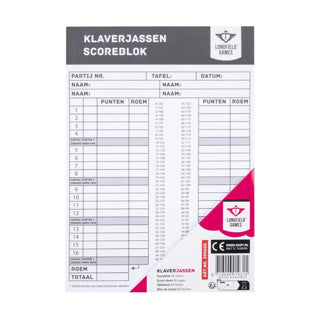 Klaverjas scoreblok 50 vouwen