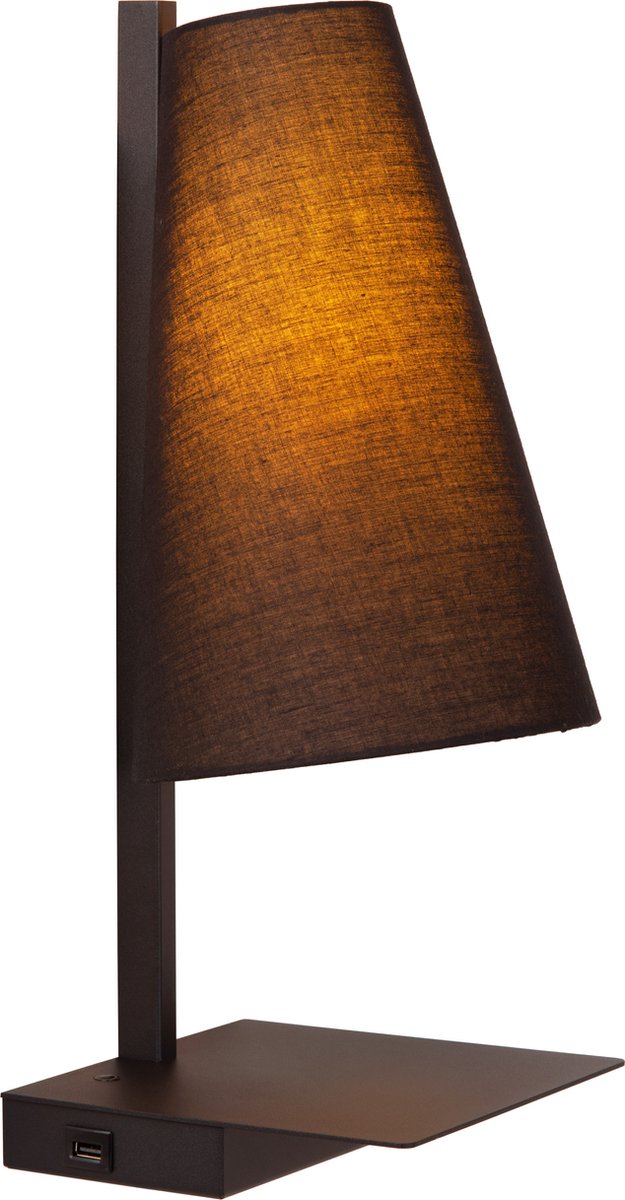 Lucide gregory - bedlamp wandlamp - 1xe27 - met usb oplaadpunt - zwart