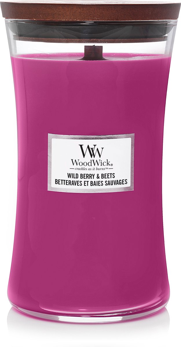 Woodwick hourglass large geurkaars - wild berry beets - 130 branduren