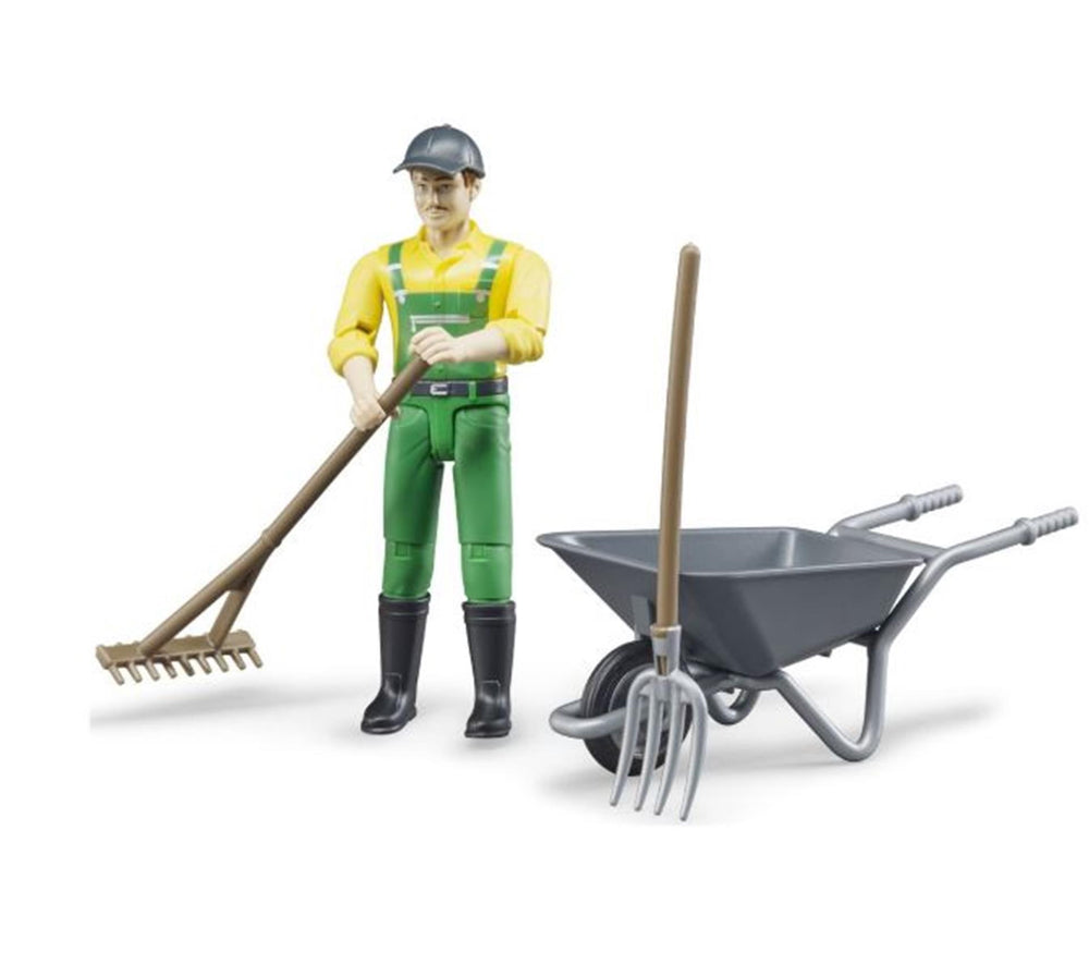Bruder figurenset oer met kruiwagen, vork en hark