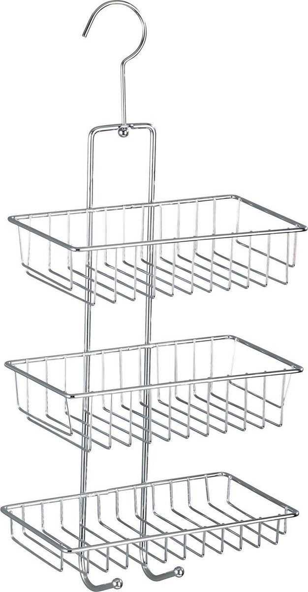 Wenko doucherek nivala 3-laags chroom 22x50cm - zonder boren - doucherekje hangend - douchemand - douchecaddy ophangbaar