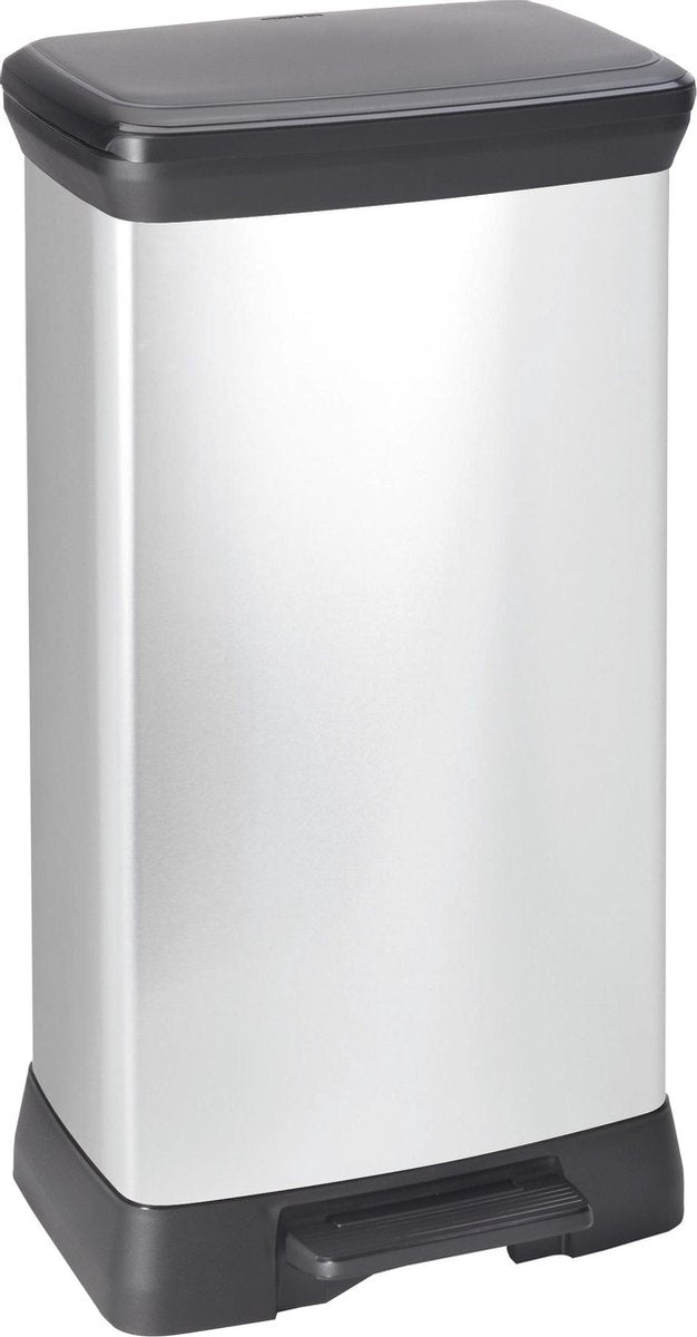 Curver decobin prullenbak - 50l - 39x29x72 cm - zilver metallic