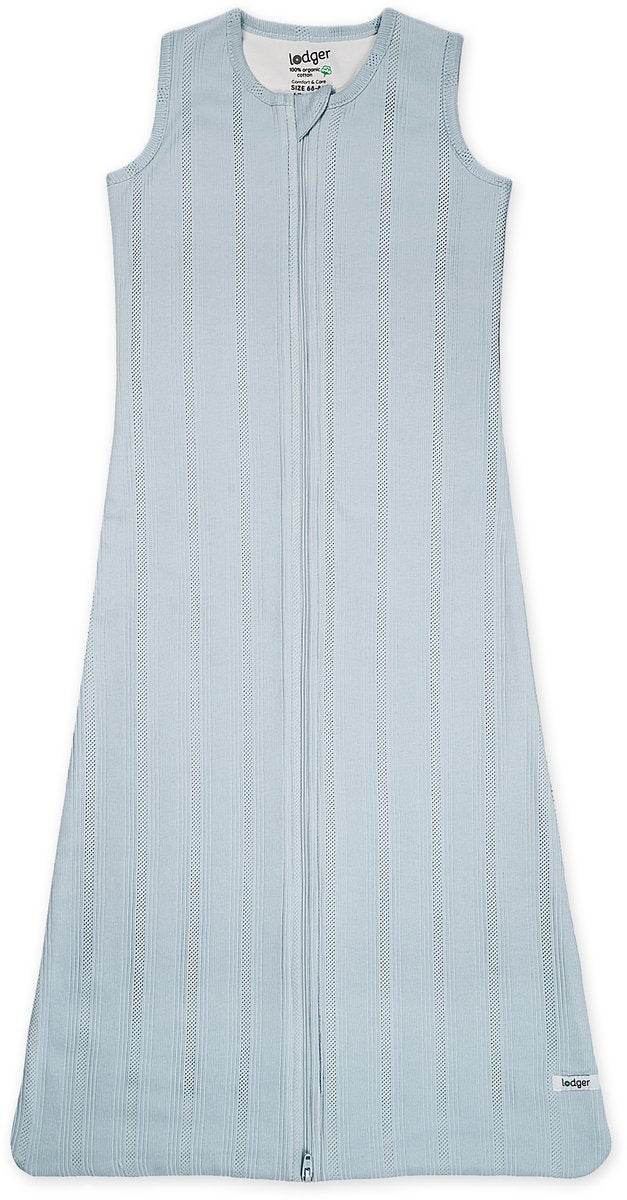 Lodger newborn slaapzak zomer 62cm - veilige aansluiting bij nek en armen - 0.5 tog - 100% biologisch katoen - pointelle blauw - zomerslaapzak