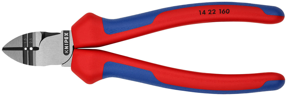 Knipex afstrip-zijsnijtang 14 22 160 kniptang (rood blauw, lengte 160mm, vde-getest)