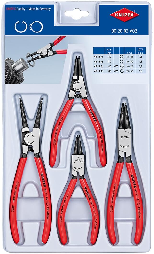 Knipex borgveertangenset 00 20 03 v02 (rood, 4-delig)