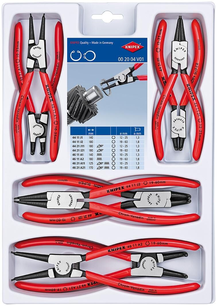 Knipex borgveertangenset 00 20 04 v01 (rood zwart, 8-delig)