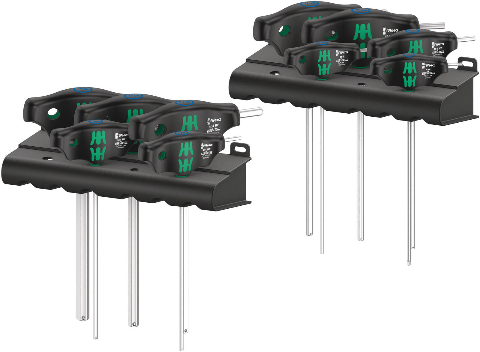 Wera 454 10 hf set imperial 1 stiftsleutelset t-greep hex-plus (zwart groen, met vasthoudfunctie, duims, 10-delig)