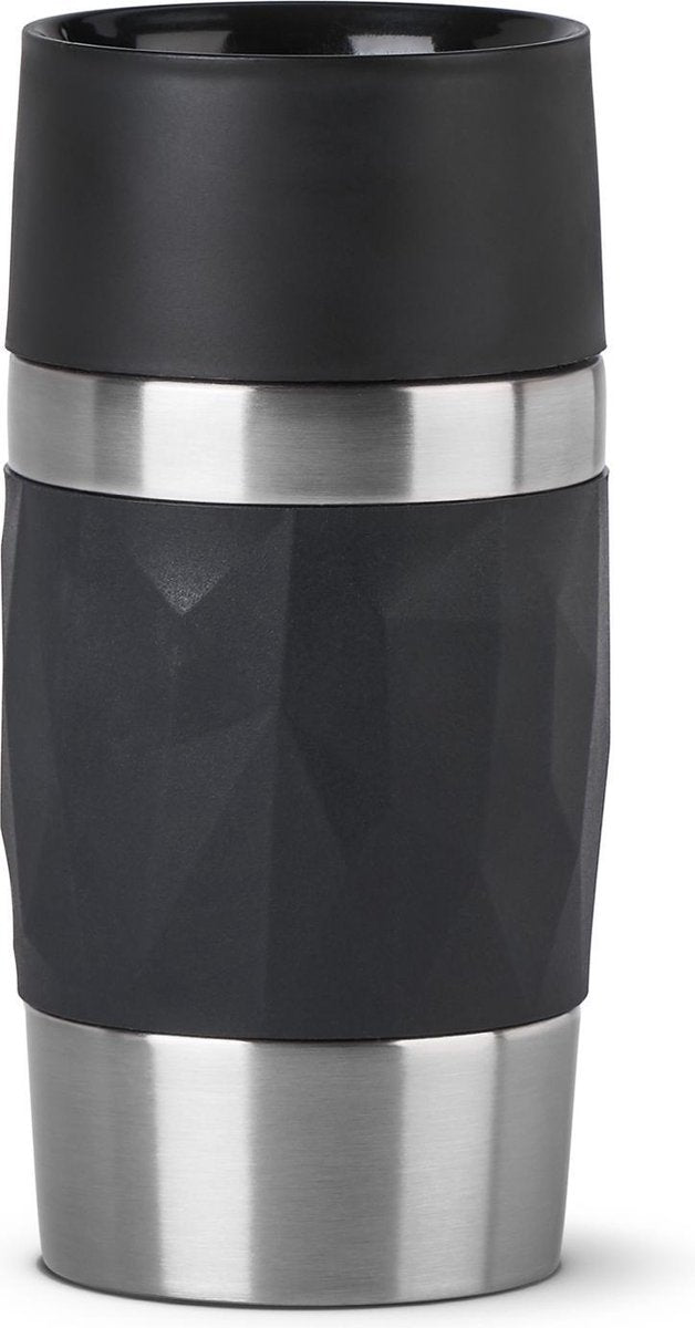 Tefal compact n2160110 travel mug - thermosfles - 300 ml - zwart - lekvrij - geschikt voor warme en koude dranken