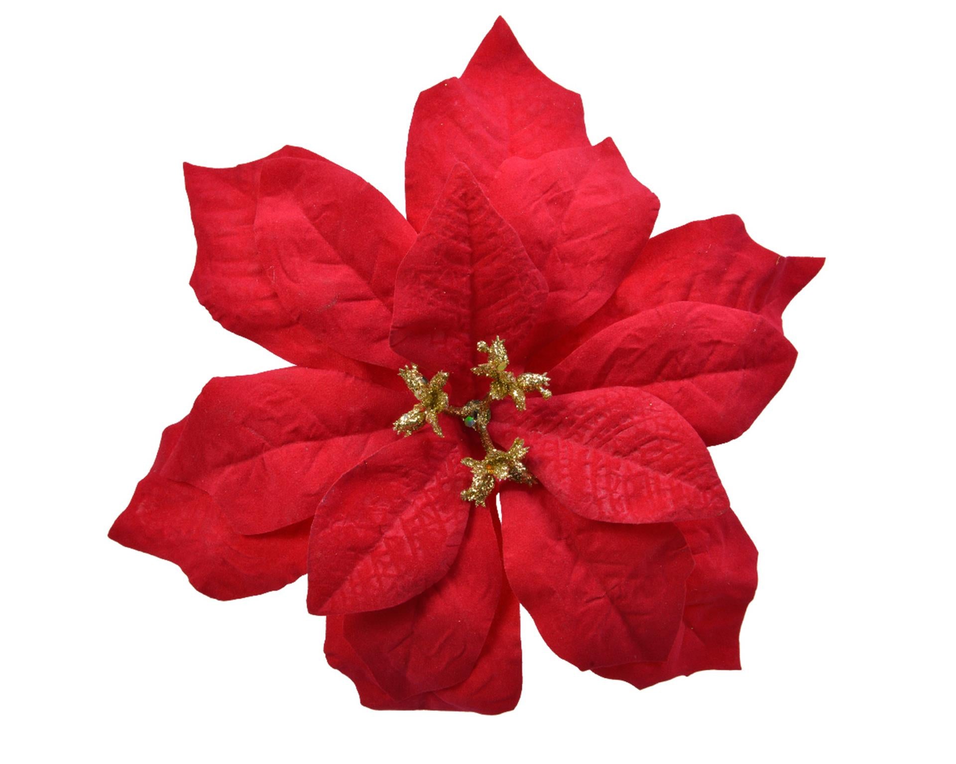 Decoris bloem op clip poinsettia dia.16cm