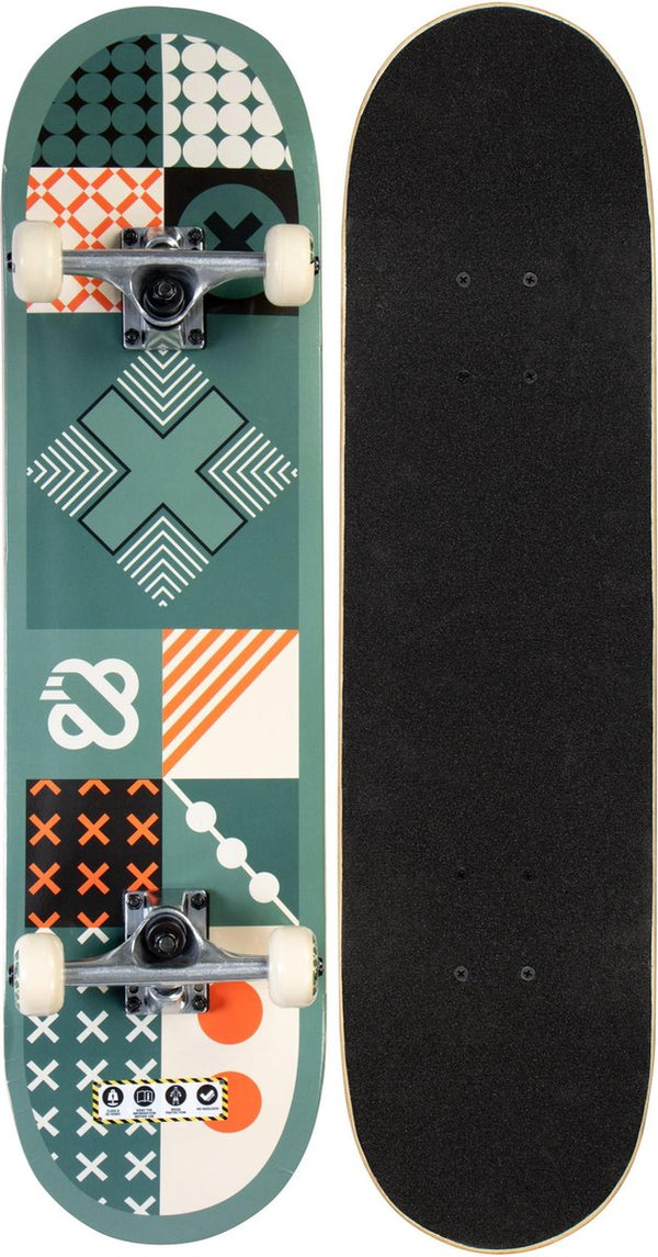 Nijdam classic skateboard - tick tack go - legergroen oranje one size