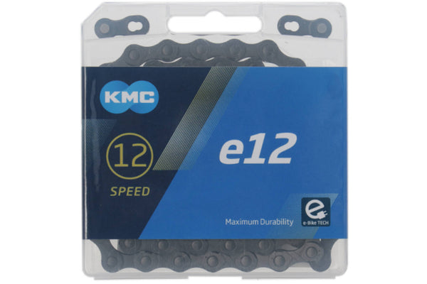 Chaîne KMC e12 blacktech, 1 2x11 128, 130 maillons, axe 5.2mm, 12 vitesses