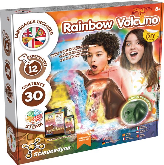Science 4 you regenboog vulkaanset licht op in het donker
