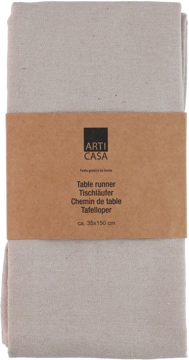 Arti casa tafelloper 35x150 cm - tafelloper beige effen - tafelloper voor eettafel - langwerpige tafel decoratie - beige