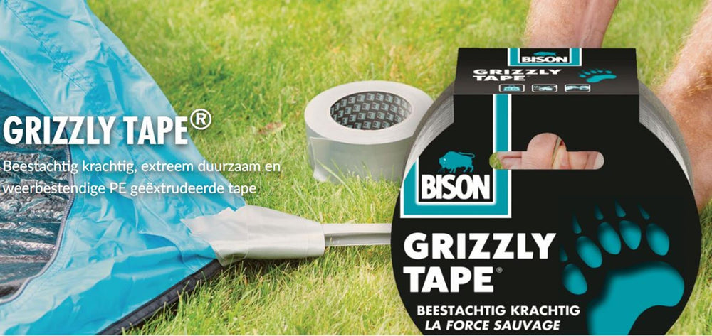 Bison grizzly tape zilver rol 10m x 5cm beestachtig krachtig