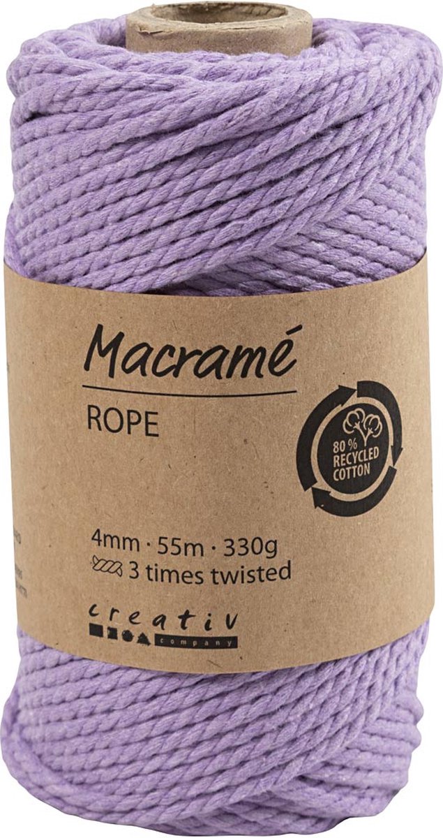 Creativ company macramékoord paars, 55m