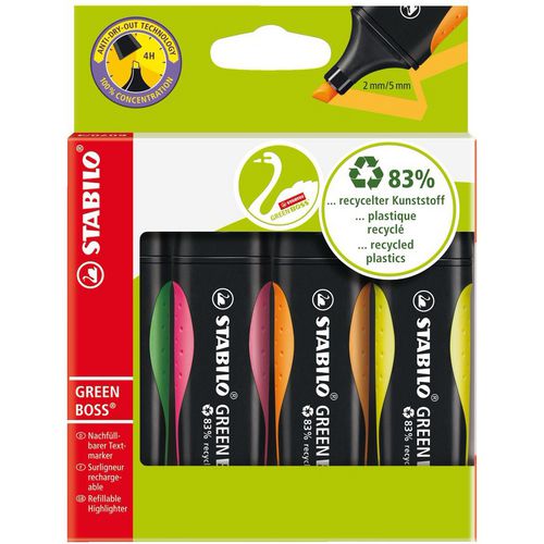 Stabilo green boss - markeerstift - set met 4 stuks