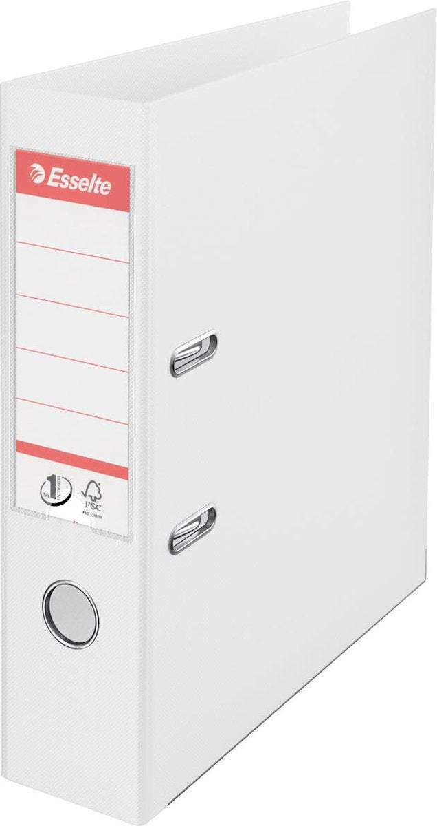 Esselte no.1 vivida kunststof a4 ordner met etikethouder - voor 500 vel - rugbreedte van 75mm - wit