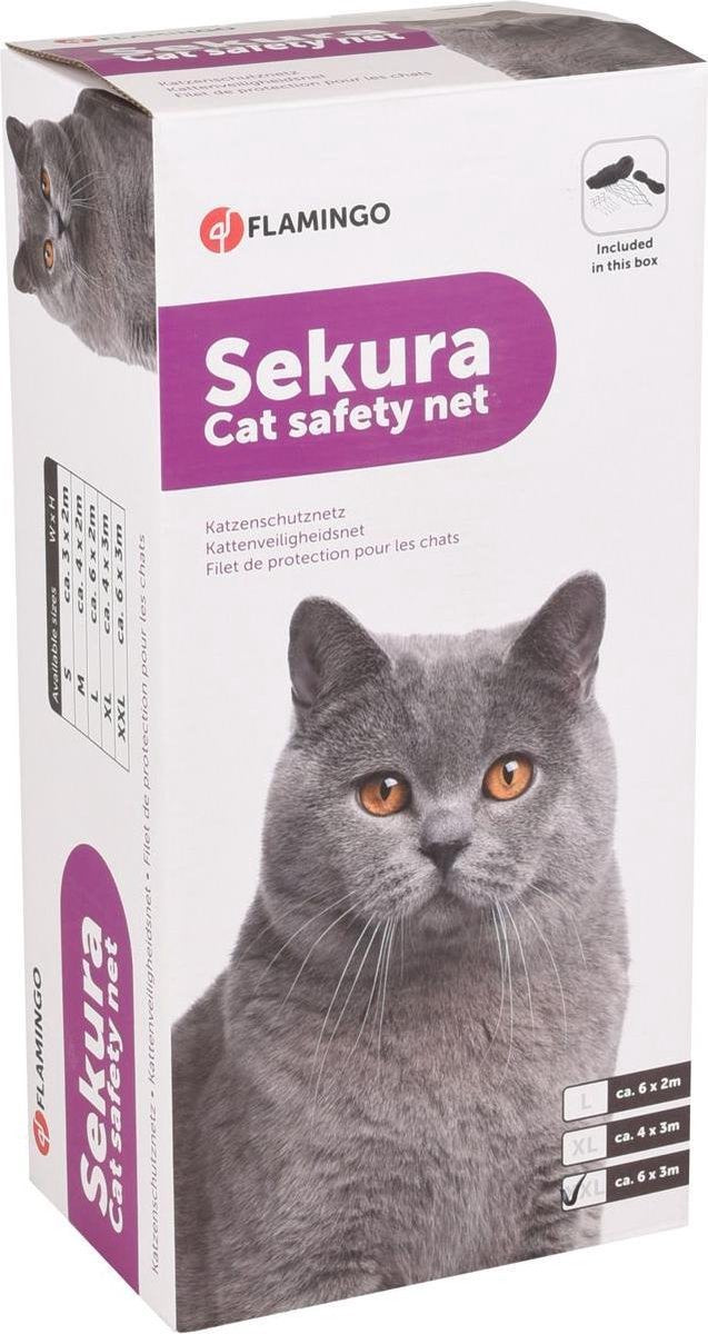 Flamingo kattenaccessoire beschermnet - 3x6m - zwart