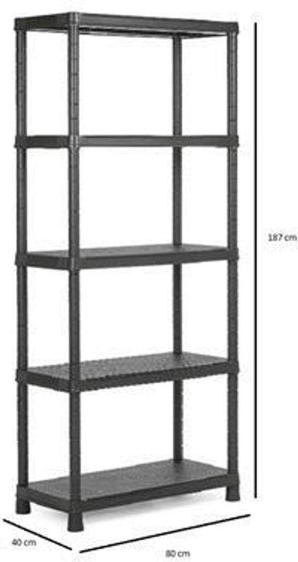 Keter kunststof stellingkast plus - opbergrek - 80x40x187cm - zwart