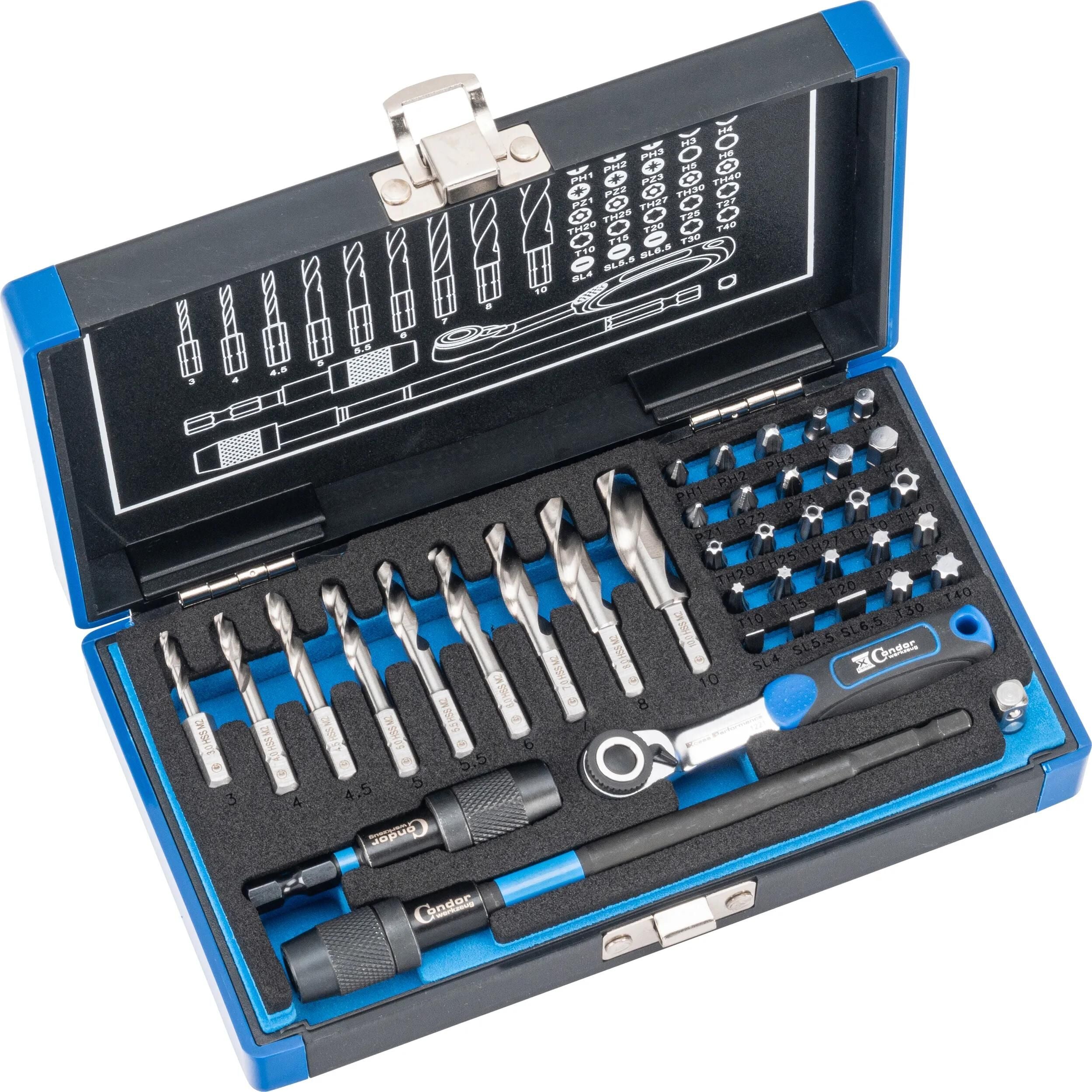 Condor spiralbohrersatz 39600 spiral drill bits hss-g 38tlg.