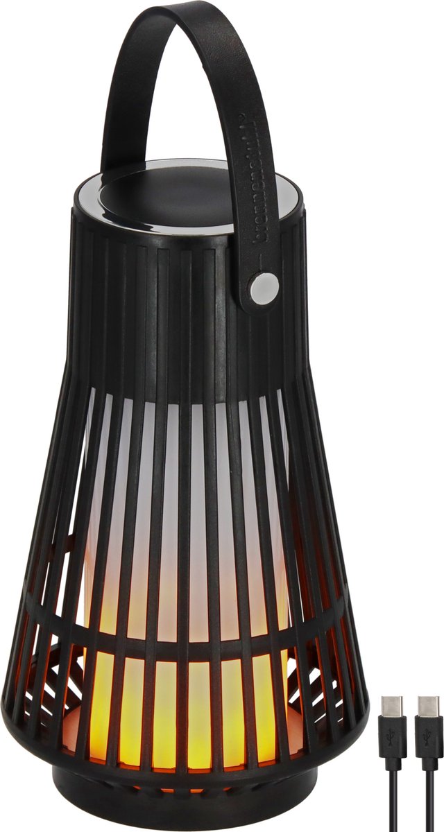 Brennenstuhl oplaadbare led outdoor lamp fl 100 a (ip44, vlam effect, vervangbare accu, max. 20u brandduur, usb c oplaadfunctie, campinglamp, sfeerverlichting voor tuin outdoor)