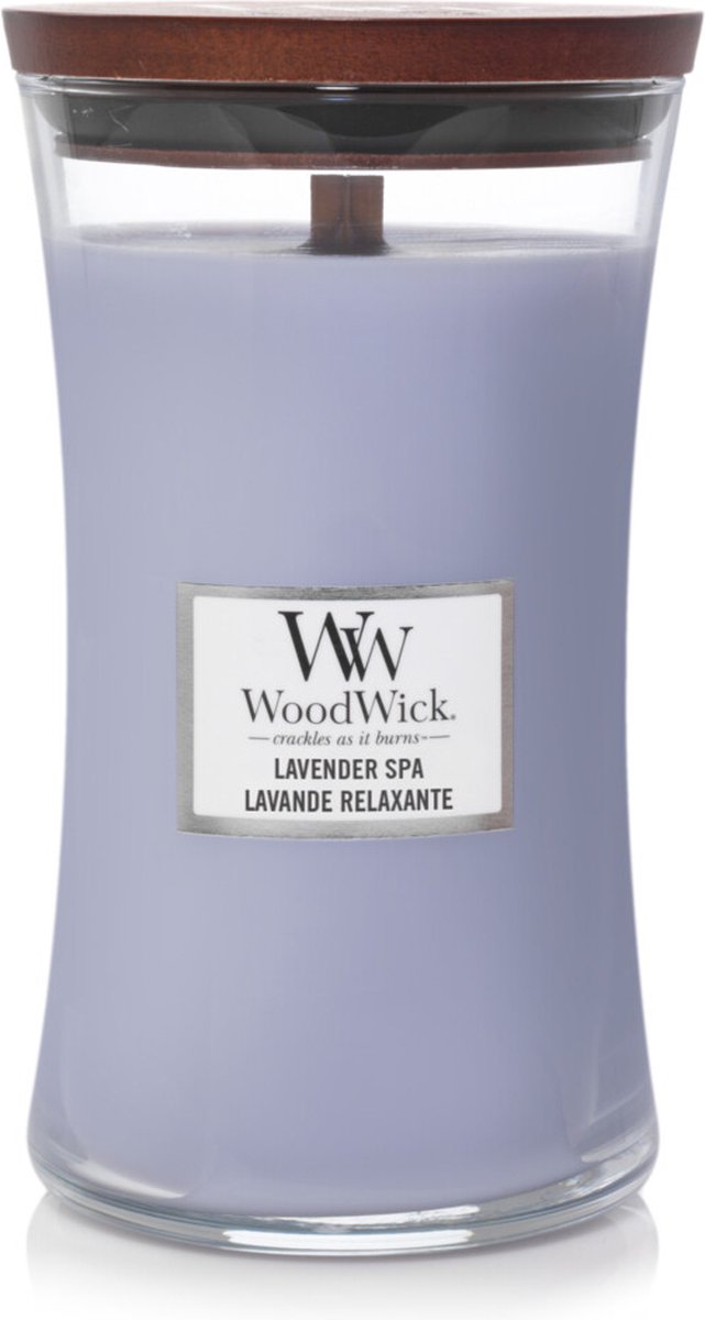 Woodwick hourglass large geurkaars - lavender spa - 130 branduren