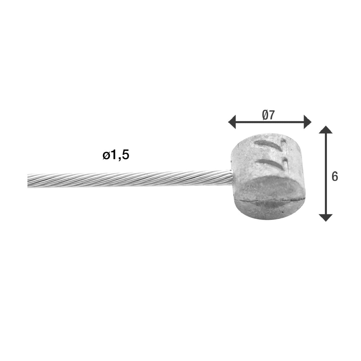 Brake inner cable Elvedes 2000mm stainless steel ø1.5mm T-nipple (100 pieces)