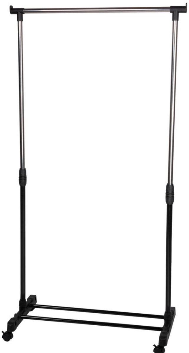 Alpina kledingrek met wieltjes - kleding rek hoogte verstelbaar 93 - 158cm - mobiele kledingstang - zwart