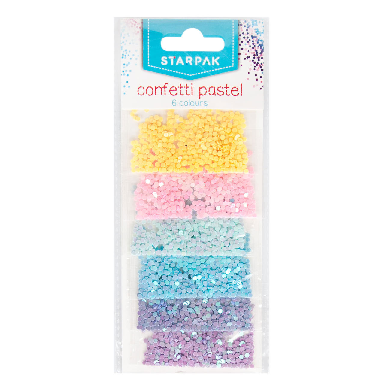 Glitterconfetti pastel 2g, 6 kleuren