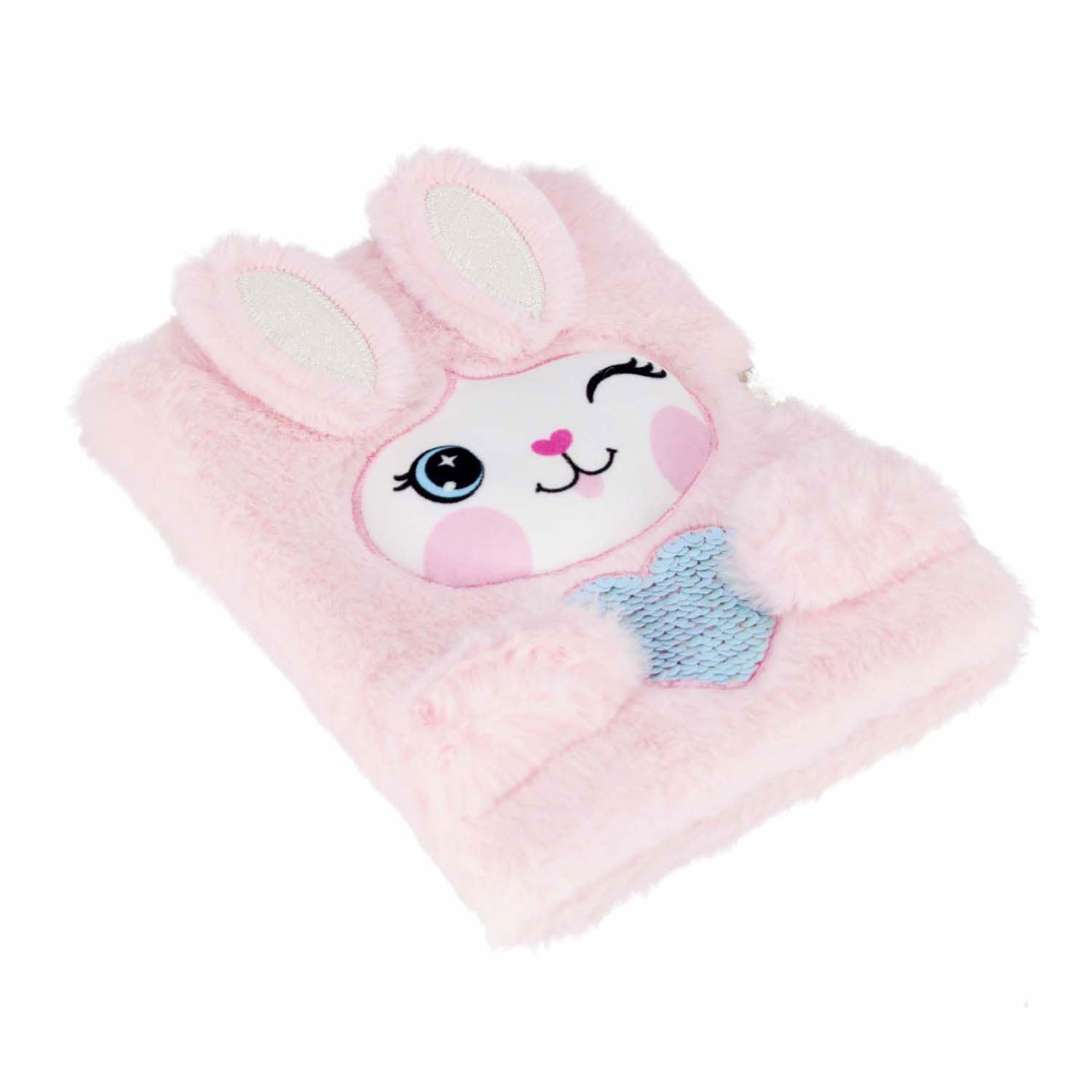 Imp pluche dagboek konijn hartje met slot, a5