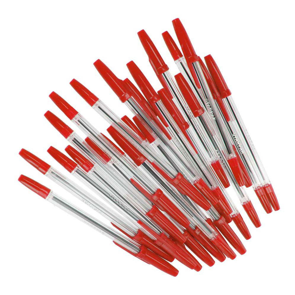 Balpen met dop rood, 50st.