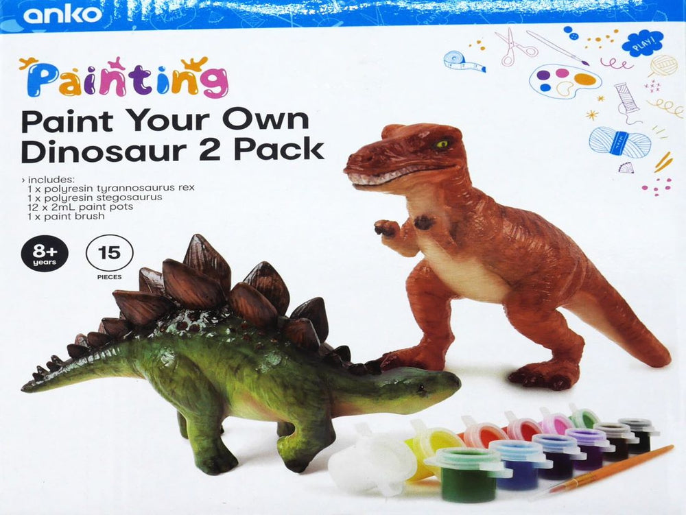 2 dinosaurussen om tyrannosaurus rex en stegosaurus te schilderen