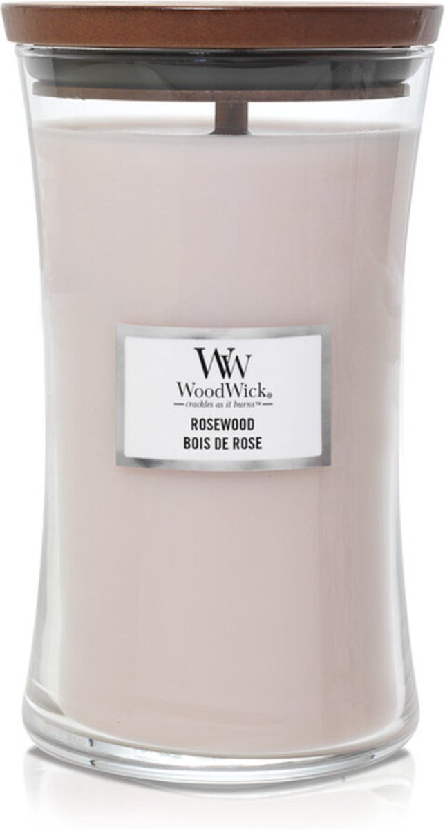 Woodwick hourglass large geurkaars - rosewood - 130 branduren