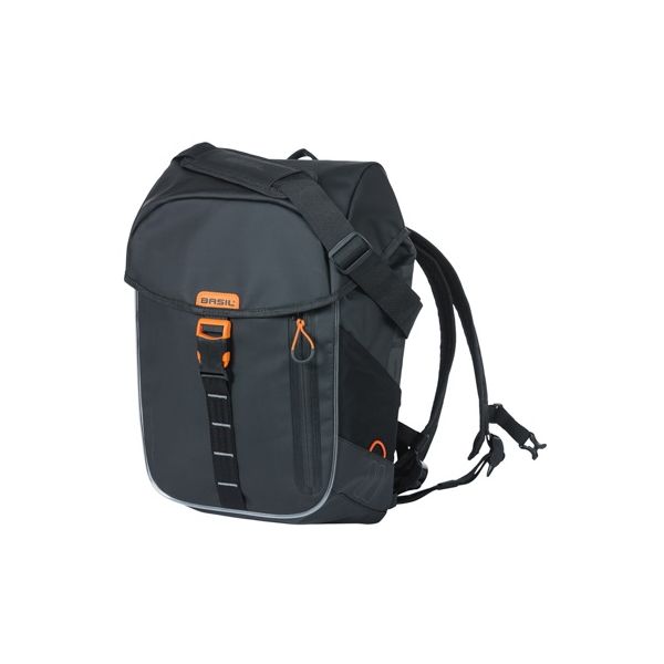 Basil Miles Tarpaulin fietsrugzak Nordlicht - waterdichte zwarte rugzak voor fietsers - 17L - Unisex - Sportief - Zwart