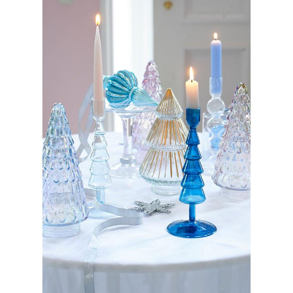 Decoris decoratief kerstboom van glas met iriserend effect iris zilver iris blush pink iris lilac breeze dia10,8x23,5cm