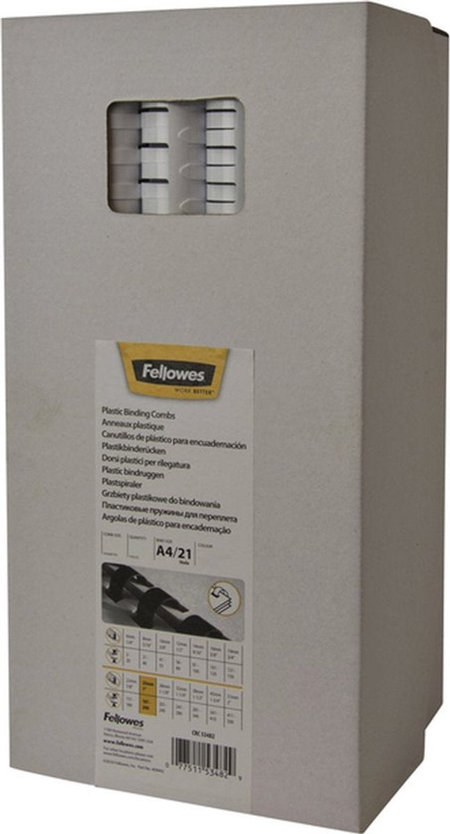 Fellowes bindruggen - 10mm - 21rings - a4 - blauw - 100 stuks