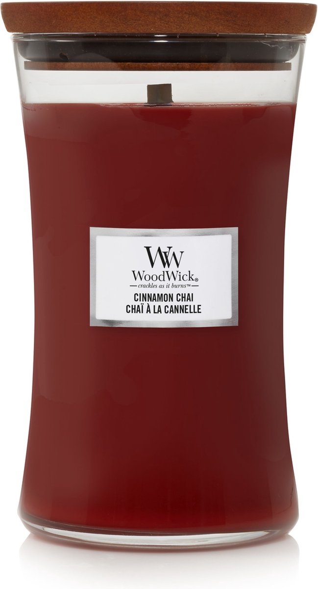 Woodwick hourglass large geurkaars - cinnamon chai - 130 branduren