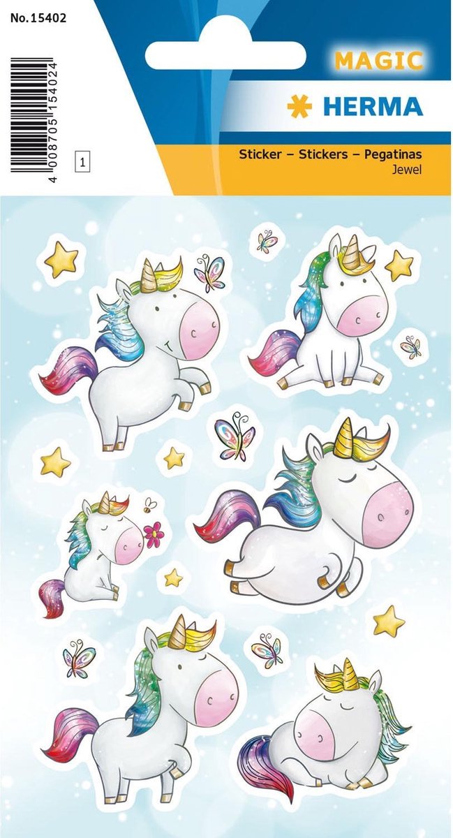 Herma stickers magic unicorn meisjes 12 x 8,4 cm folie 16 stuks