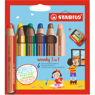 Stabilo woody 3 in 1 - multi-talent pencil - set of 6