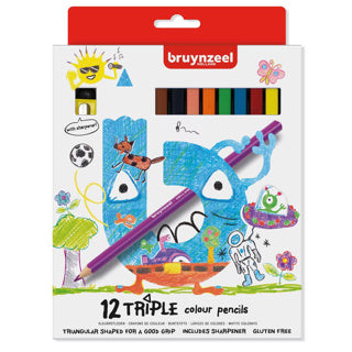 Bruynzeel kleurpotloden triple 12 stuks | 3 stuks