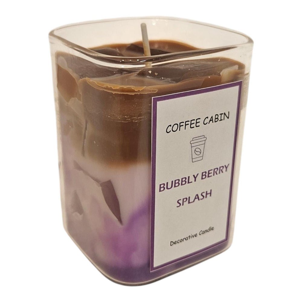 Mansion atmosphere geurkaars in glas bubbly berry splash paars bruin 6x8cm