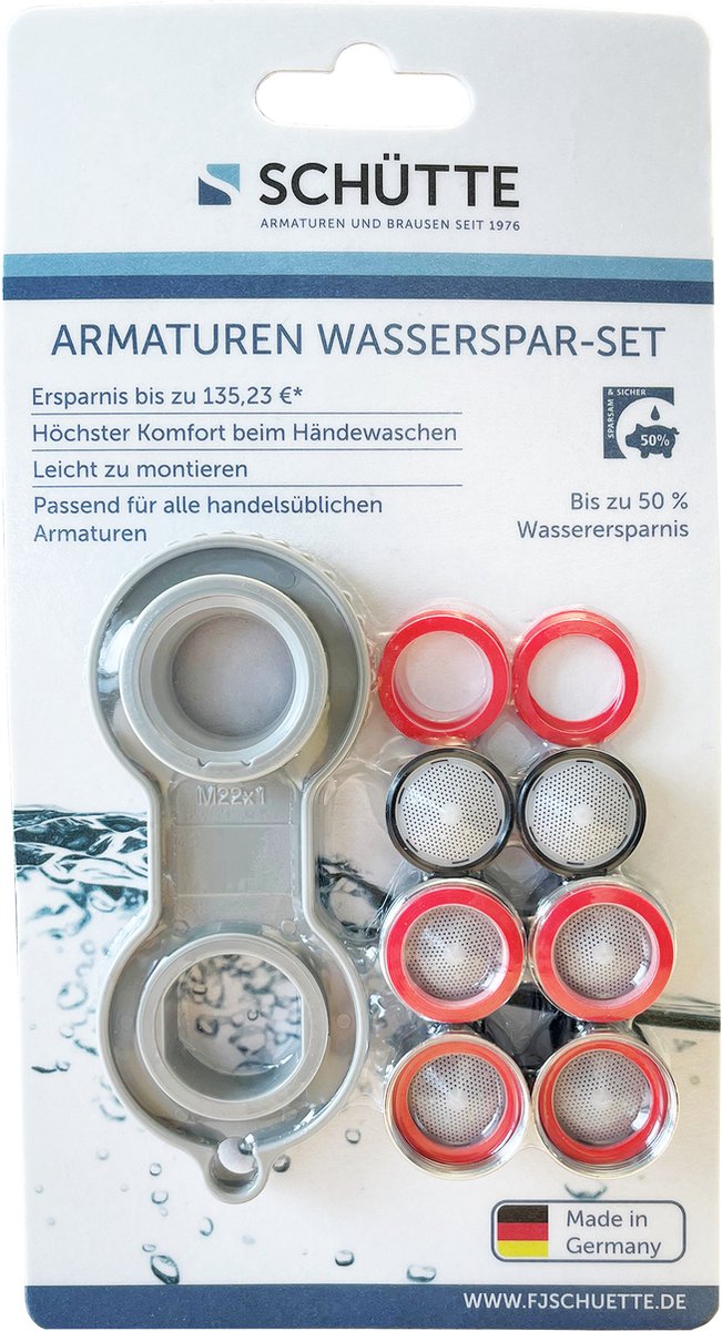 Schütte waterbespaarset - 11-delig - mousseurs + montagesleutel made in germany