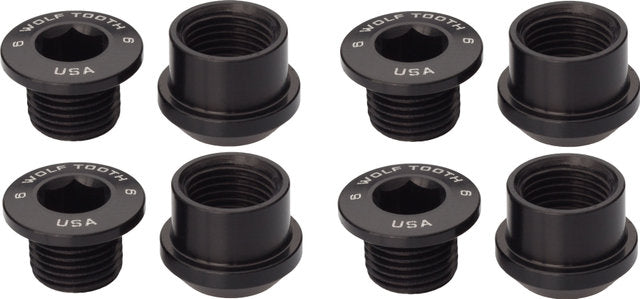 Wolf tooth components chain ring bolt set, 4-arm 6 mm