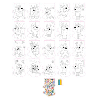 Moxy bluey vormen kleurblok, 20 vellen + 6 pencils