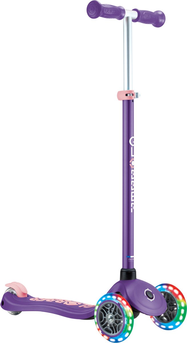 Globber 3-wiel step - primo plus lights purple - paars - lichtgevende wielen - in hoogte verstelbaar - vanaf 3 tot 9 jaar