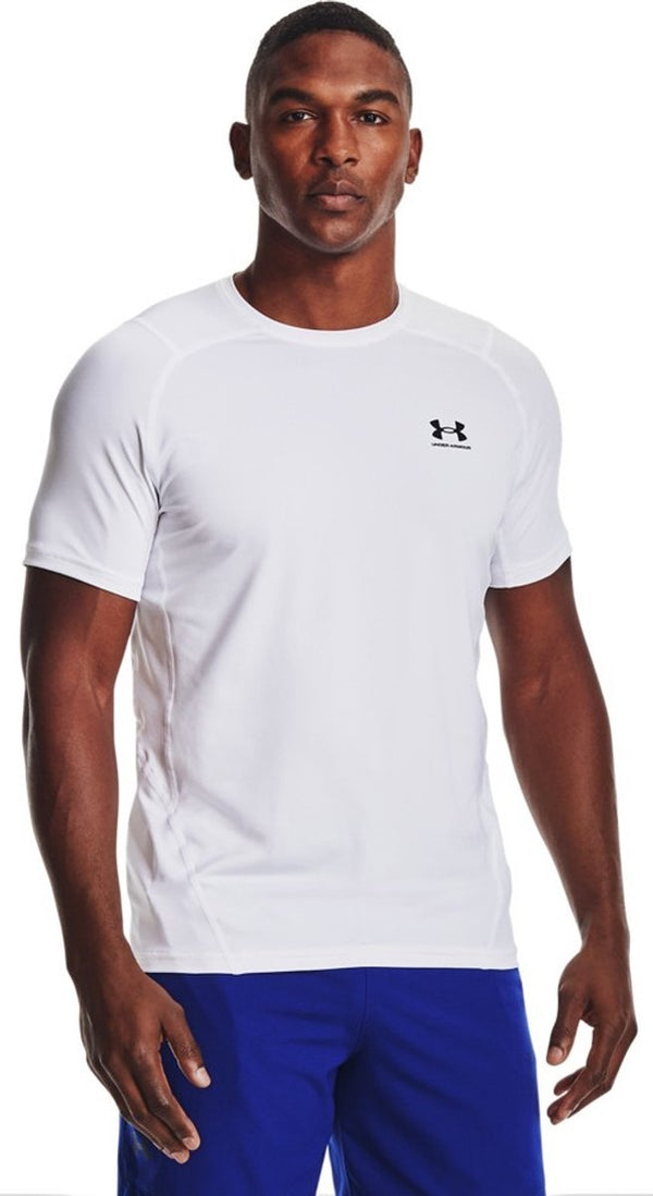 Under armour ua hg armour fitted ss-wht heren sportshirt - wit - zwart m