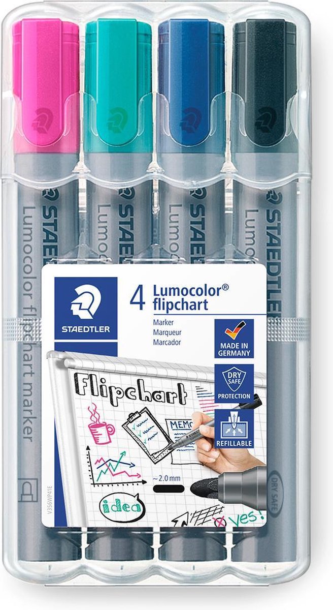 Staedtler lumocolor flipchart marker - box 4 st new col.